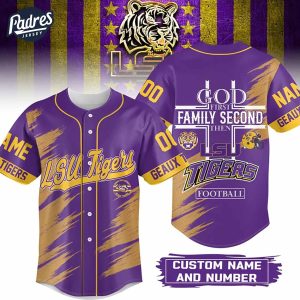 God First Family Second Then Lsu Tigers Football Custom Baseball Jersey 1