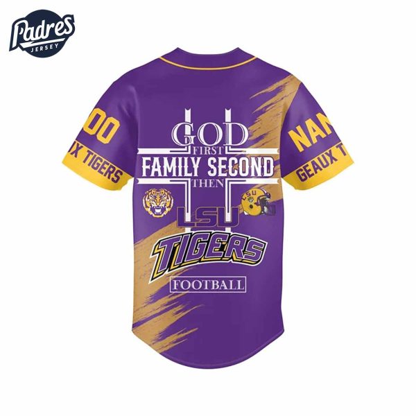 God First Family Second Then Lsu Tigers Football Custom Baseball Jersey 3