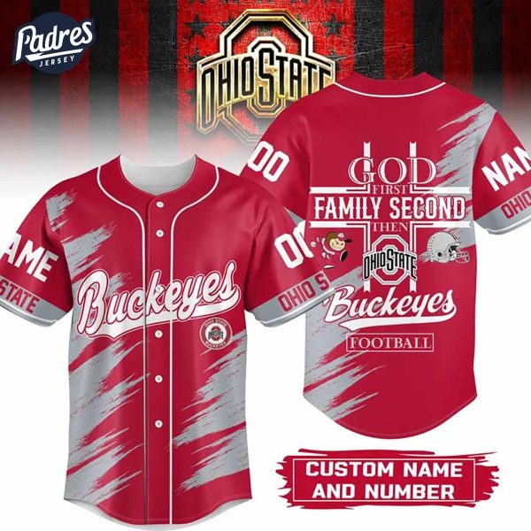 God First Family Second Then Ohio State Buckeyes Football Custom Baseball Jersey 1