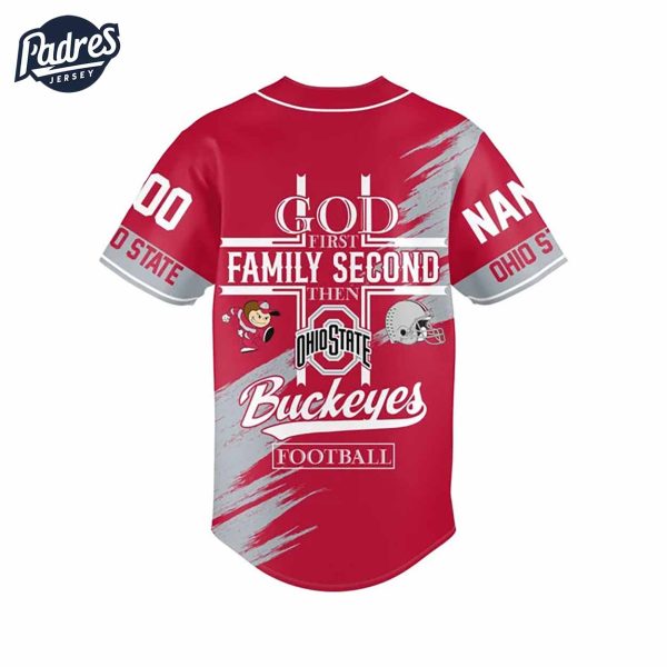 God First Family Second Then Ohio State Buckeyes Football Custom Baseball Jersey 2