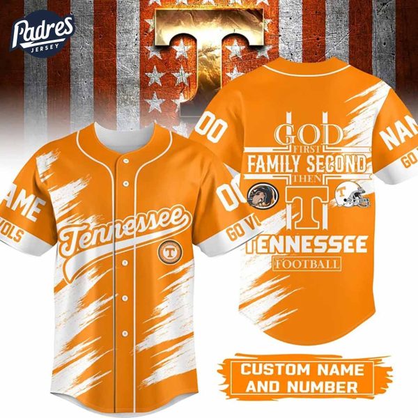 God First Family Second Then Tennessee Football Custom Baseball Jersey 1