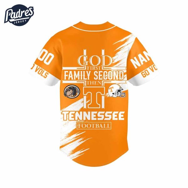 God First Family Second Then Tennessee Football Custom Baseball Jersey 3