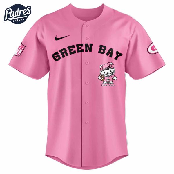 Green Bay Packers Hello Kitty Pink NFL Baseball Jersey 2