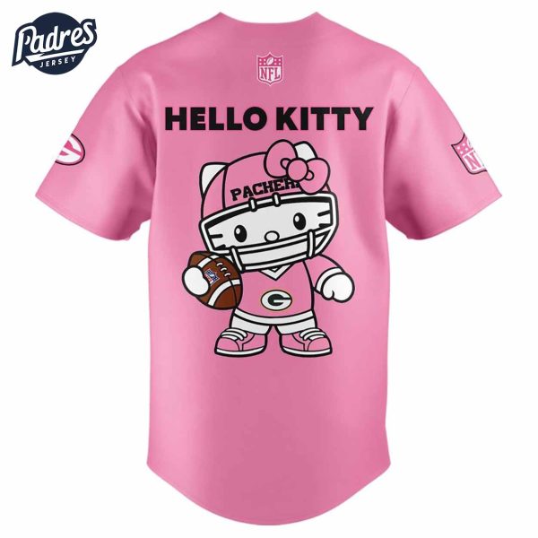 Green Bay Packers Hello Kitty Pink NFL Baseball Jersey 3