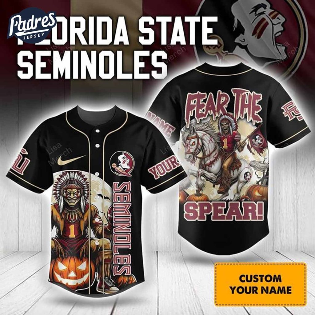 Halloween Florida State Seminoles Fear The Spear Football Custom Baseball Jersey