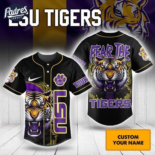 Halloween Lsu Tigers Fear The Tigers Football Custom Baseball Jersey 1