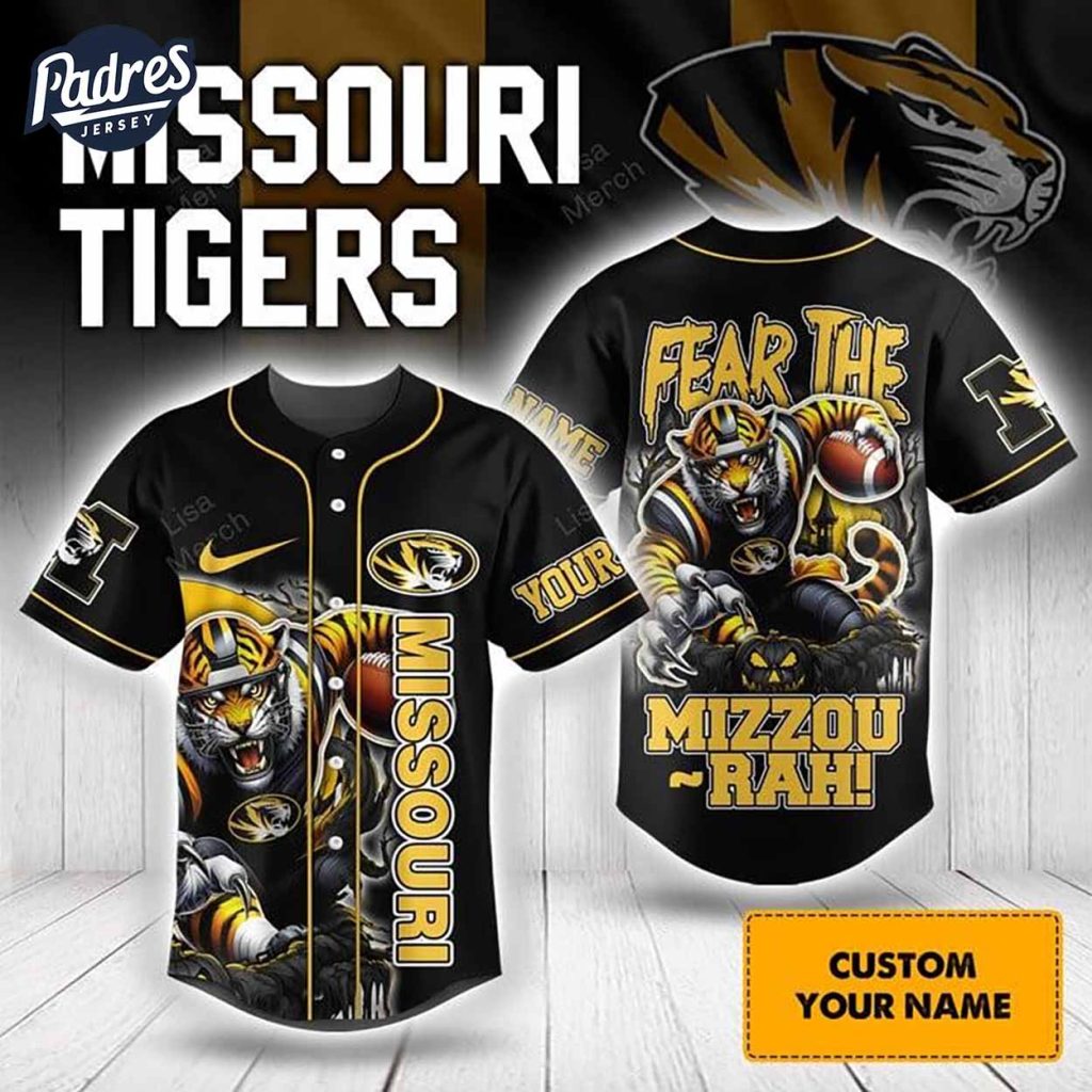 Halloween Missouri Tigers Fear The Mizzou Rah Football Custom Baseball Jersey