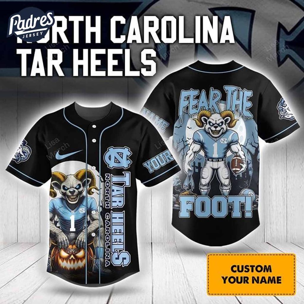 Halloween North Carolina Tar Heels Fear The Foot Football Custom Baseball Jersey