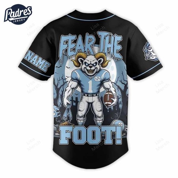 Halloween North Carolina Tar Heels Fear The Foot Football Custom Baseball Jersey 3