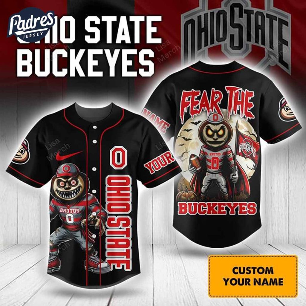 Halloween Ohio State Fear The Buckeyes Football Custom Baseball Jersey