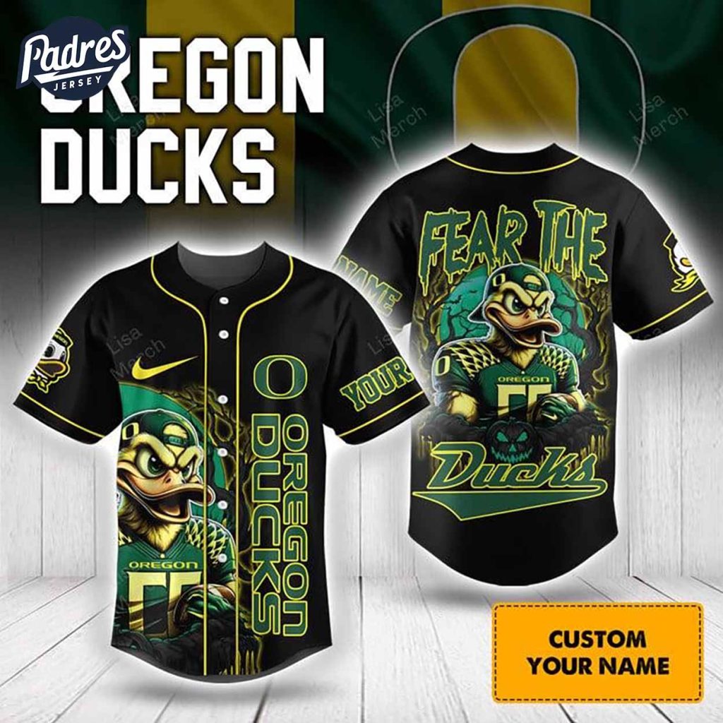 Halloween Oregon Ducks Fear The Ducks Football Custom Baseball Jersey