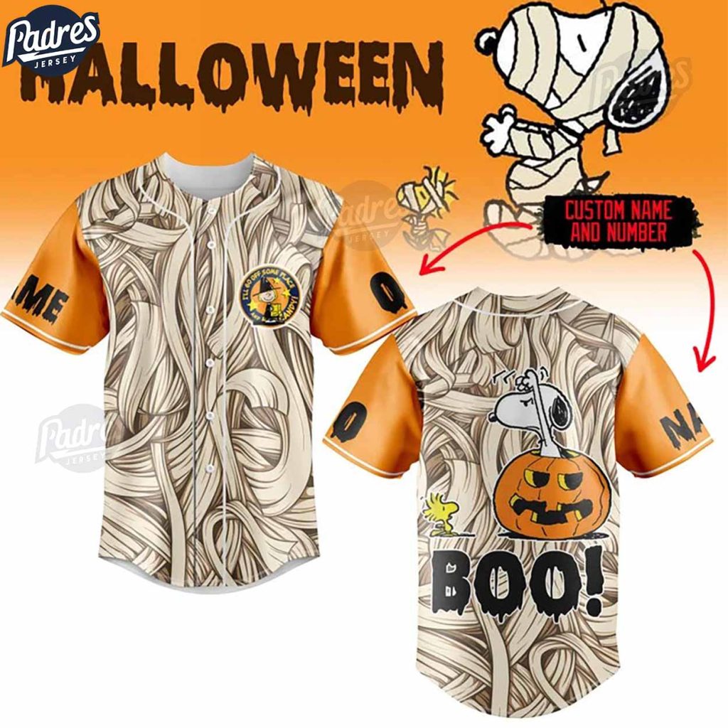 Halloween Snoopy Boo Custom Baseball Jersey Style