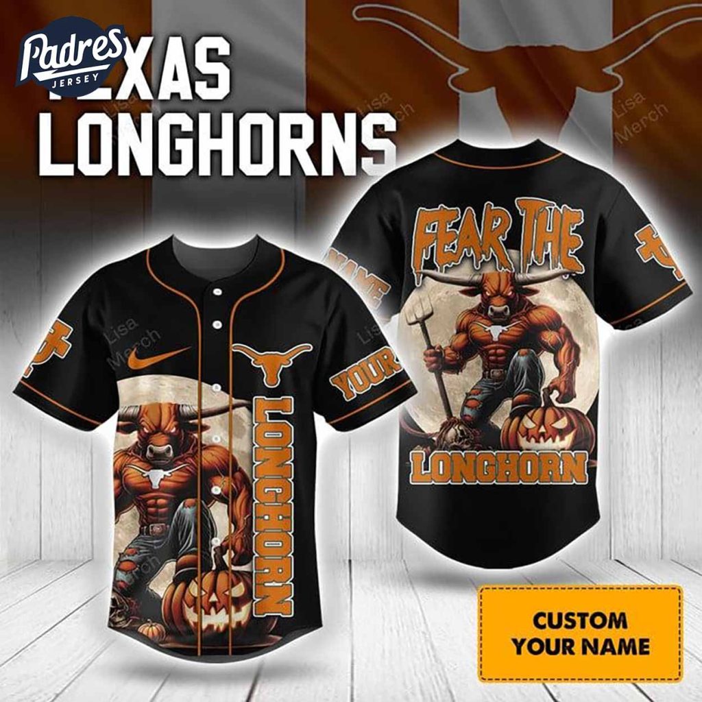 Halloween Texas Longhorns Fear The Longhorn Football Custom Baseball Jersey