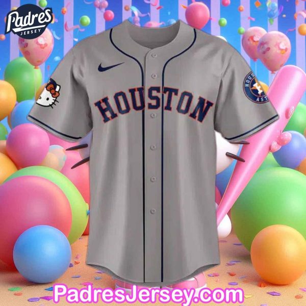 Houston Astros Hello Kitty Grey Baseball Jersey 3