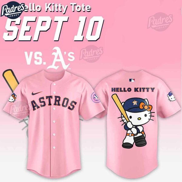 Houston Astros x Hello Kitty Night Pink Baseball Jersey Style 1