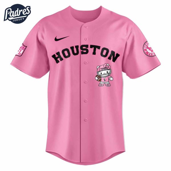 Houston Texans Hello Kitty Pink NFL Baseball Jersey 2