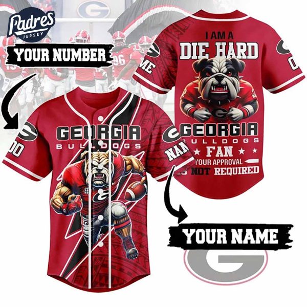 I Am Die Hard Fan Your Approval Is Not Required Georgia Bulldogs Football Custom Baseball Jersey 1