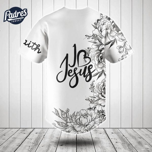 I Love Jesus Flower Black And White Baseball Jersey Style 2