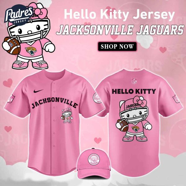 Jacksonville Jaguars Hello Kitty Pink NFL Baseball Jersey 1