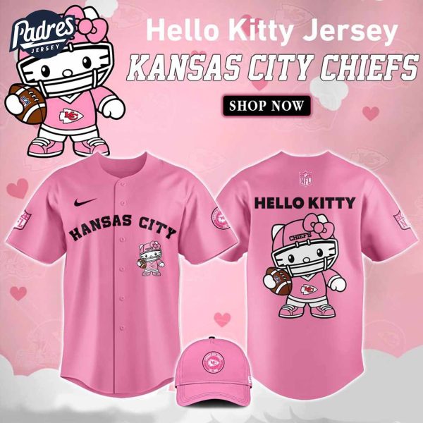 Kansas City Chiefs Hello Kitty Pink NFL Baseball Jersey 1