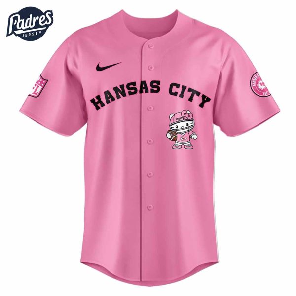 Kansas City Chiefs Hello Kitty Pink NFL Baseball Jersey 2