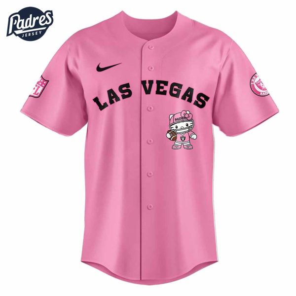 Las Vegas Raiders Hello Kitty Pink NFL Baseball Jersey 2