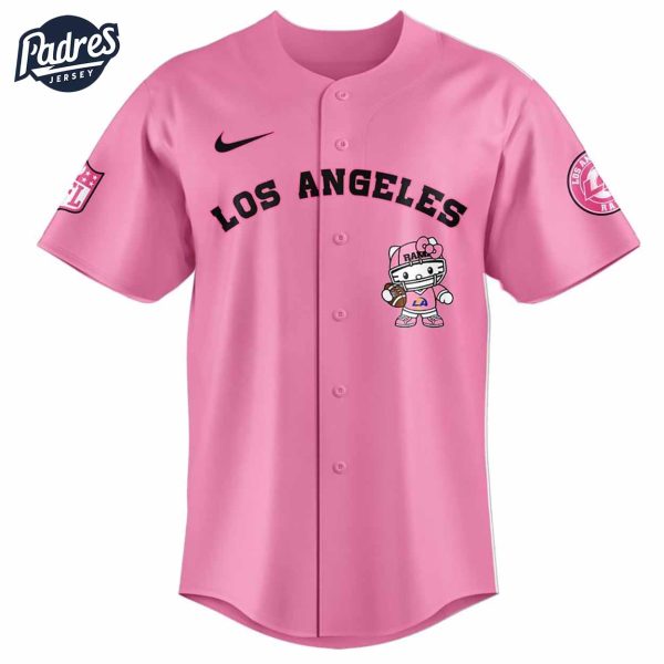 Los Angeles Ram Hello Kitty Pink NFL Baseball Jersey 2