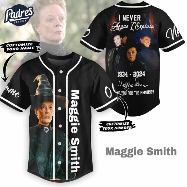 Maggie Smith 1934 2024 Harry Potter Thank You For The Memories Signatures Custom Baseball Jersey 1 1