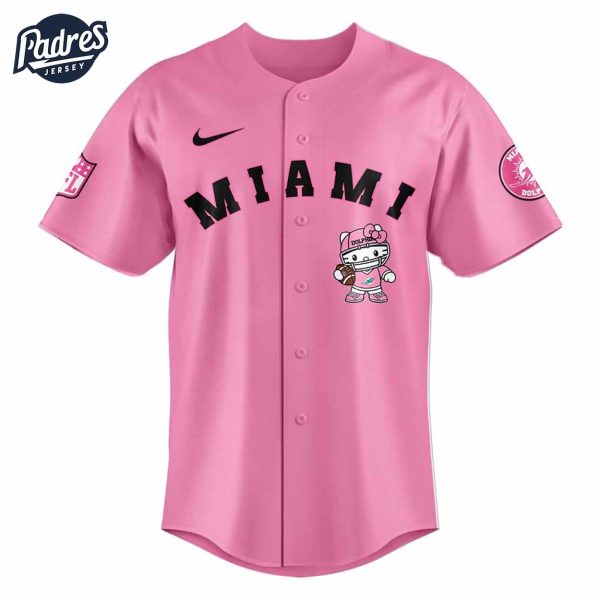 Miami Dolphins Hello Kitty Pink NFL Baseball Jersey 2