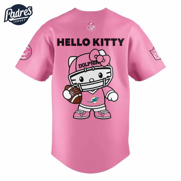 Miami Dolphins Hello Kitty Pink NFL Baseball Jersey 3