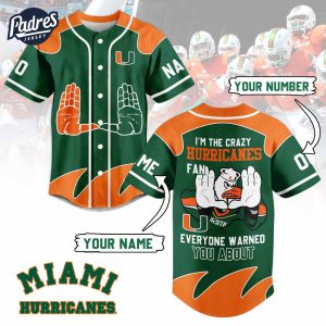 Miami Hurricanes Football Custom Baseball Jersey Style