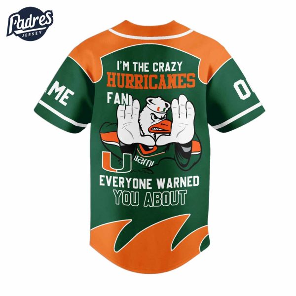 Miami Hurricanes Custom Baseball Jersey Style 2