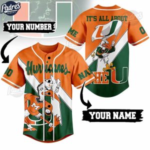 Miami Hurricanes Personalization Baseball Jersey Style 1