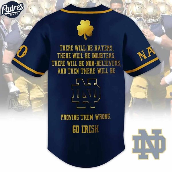 Notre Dame Fighting Irish Football Custom Baseball Jersey 3