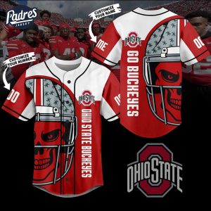 Ohio State Buckeyes Skull Football Baseball Jersey 1