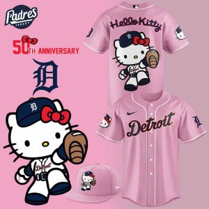 Padres Detroit Tigers Hello Kitty Pink Baseball Jersey 1