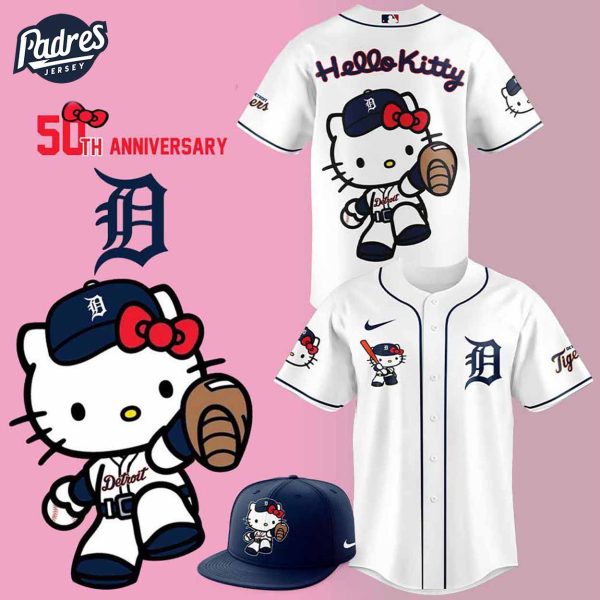 Padres Detroit Tigers Hello Kitty White Baseball Jersey 1