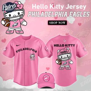 Philadelphia Eagles Hello Kitty Pink NFL Baseball Jersey 1