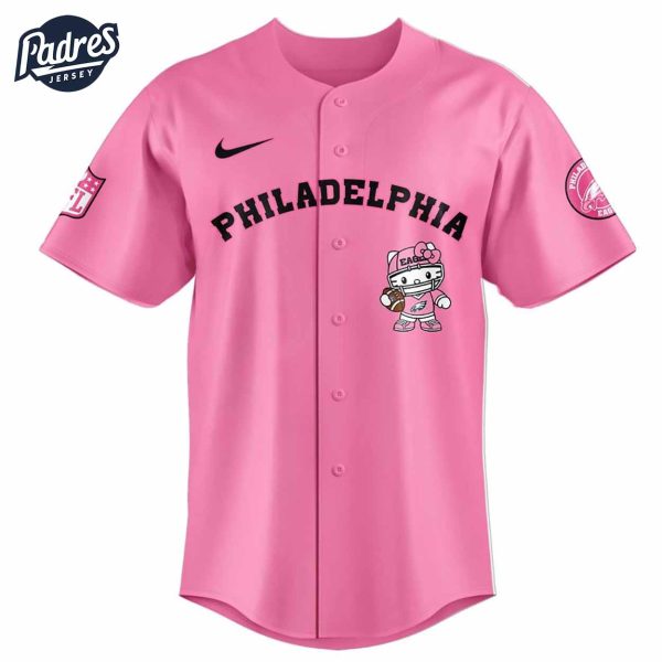 Philadelphia Eagles Hello Kitty Pink NFL Baseball Jersey 2