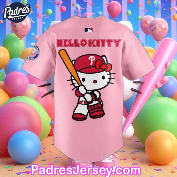 Philadelphia Phillies Hello Kitty Pink Baseball Jersey 2