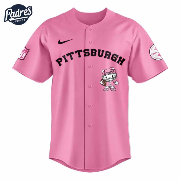 Pittsburgh Steelers Hello Kitty Pink NFL Baseball Jersey 2