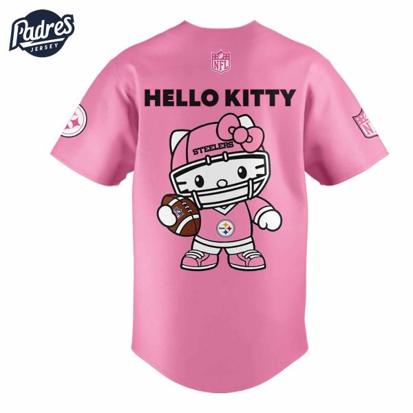 Pittsburgh Steelers Hello Kitty Pink NFL Baseball Jersey 3