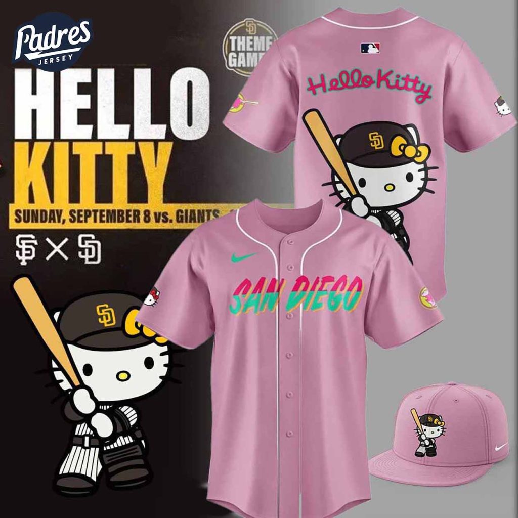 San Diego Padres City Design Pink Baseball Jersey Hello Kitty