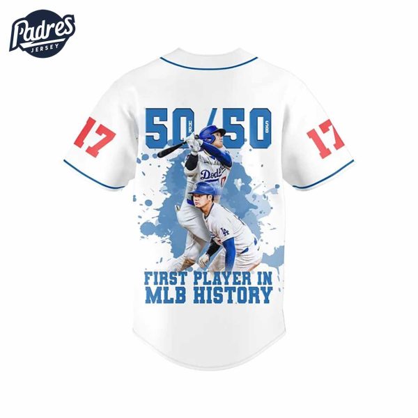 Shohei Ohtani Becomes First 5050 Player in MLB History Los Angeles Dodgers Baseball Jersey 3