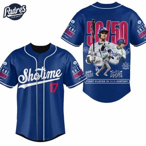 Shohei Ohtani Becomes First Player in MLB History Los Angeles Dodgers Baseball Jersey Style 1