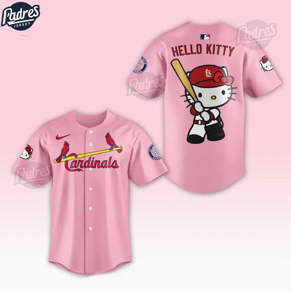 St Louis Cardinals X Hello Kitty Night Pink Basebal Jersey