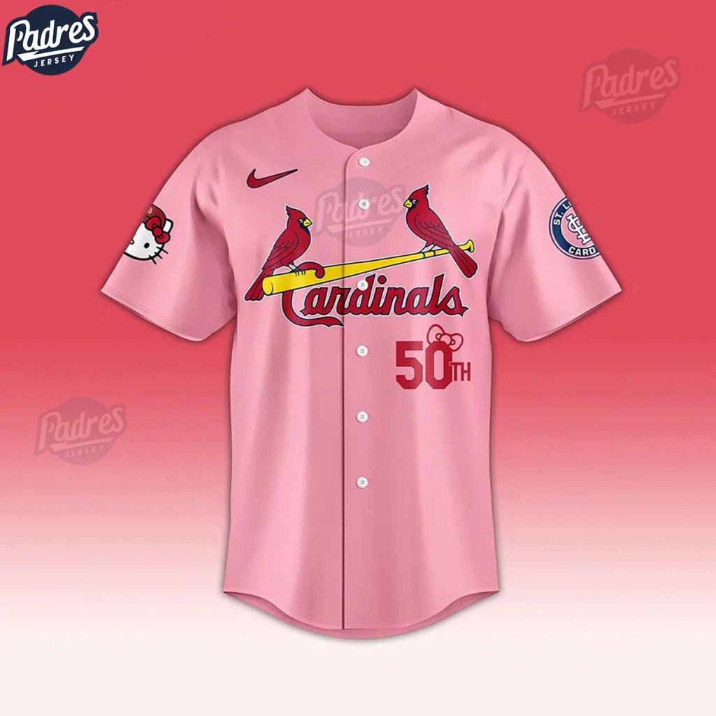 St Louis Cardinals x Hello Kitty 50th Anniversary Pink Baseball Jersey