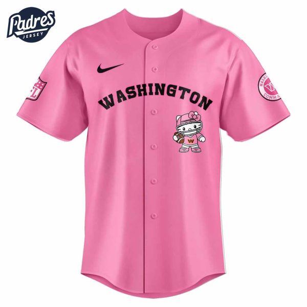 Washington Commanders Hello Kitty Pink NFL Baseball Jersey 2