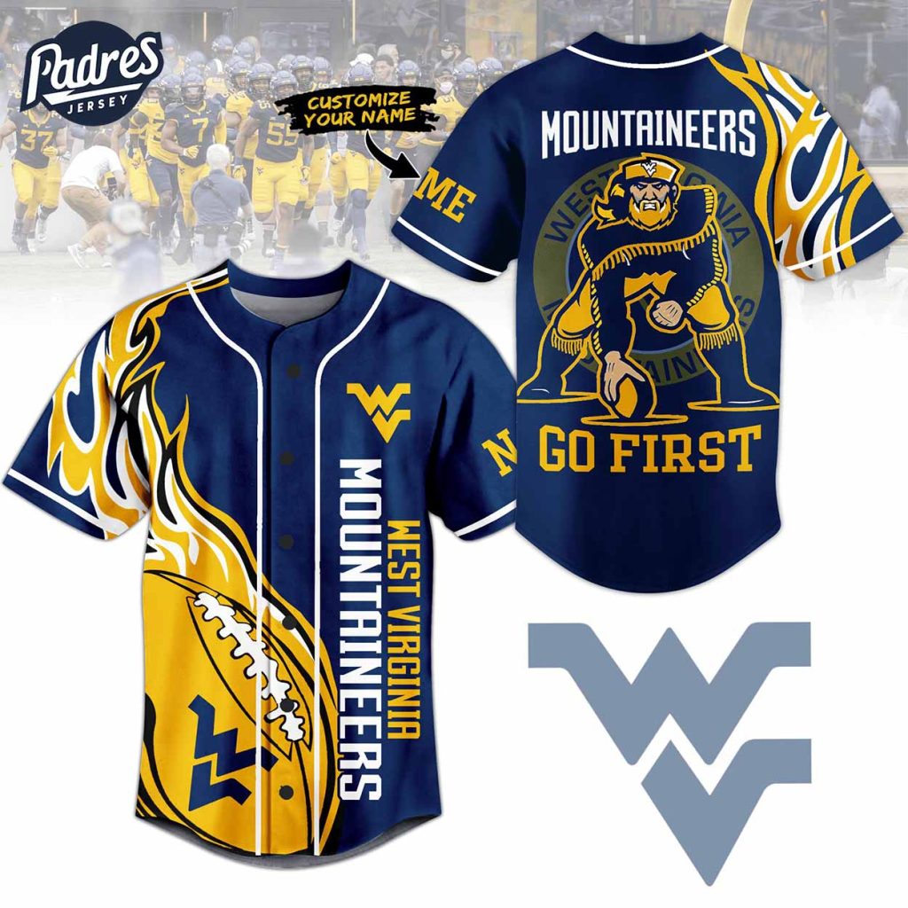 West Virginia Mountaineers Football Baseball Jersey Style