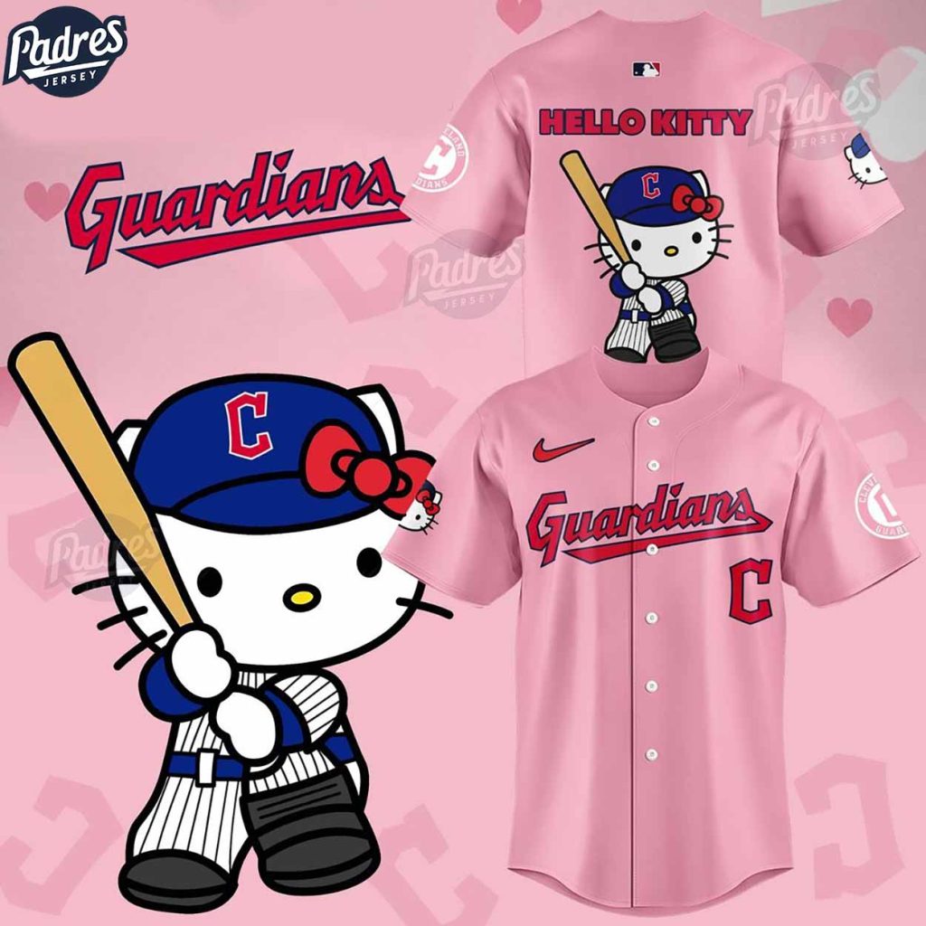 Cleveland Guardians Hello Kitty Pink Baseball Jersey